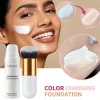 Color Changing Liquid Foundation with Brush 2pcs Set,Full Coverage and Matte Flawless Finish Moisturizing BB Cream,Oil-control