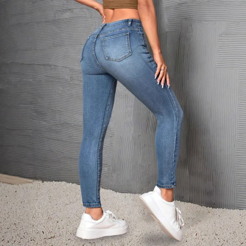 Womens Jeans Y2k Jeans Stretch High Elasticity Slim Fit Mid Waist Skinny Pants For Daily Wear Trendy Fashion 2025 New Design - Image 2