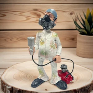 Creative Spray Paint Worker Resin Statue Ornament，Unique Workwear Sculpture，Home、Office Desktop Decoration