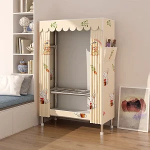 Portable Fabric Wardrobe Clothes Closet Bedroom Dorm Rental Room Small Folding Storage Cabinet Easy Assembly Durable Organizer