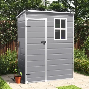Voltsify Durable Plastic Outdoor Garden Shed with Lockable Door & Ventilation Window – Weatherproof Tool Storage, Pitched Roof