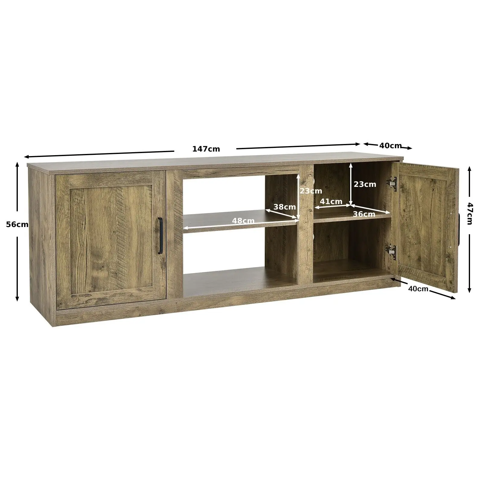 GOFLAME 58" TV Stand Entertainment Console Center W/ Storage Cabinets for 65" TV - Image 2