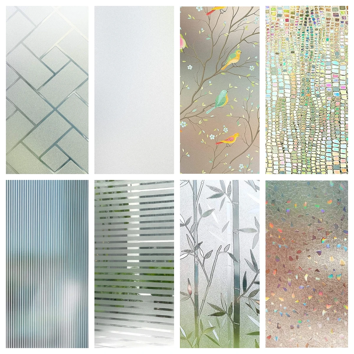 Window Privacy Film Rainbow 3D Decorative Glass Vinyl Stained Glass Decals Static Cling Window Sticker Non-Adhesive Films