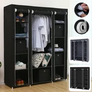 Clothes Wardrobe Clothes Organizer Non-Woven Fabric Wardrobe Storage Cupboard for Bedroom 150*45*175cm Storage Shelves
