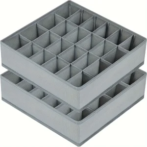 1pc Fabric Storage Box with 24 Compartments - Foldable Stackable Organizer for Socks Ties Underwear Space-Saving Drawer Divider