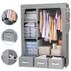 Canvas Wardrobe Clothes Closet Organizer Portable Storage Cupboard for Bedroom 105*45*163cm Fabric Closet