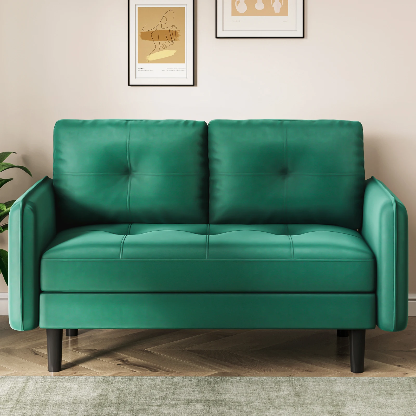 2 Seater Sofa, Modern Velvet Sofa Couch with Thicken Cushions, Comfy Loveseat Sofa for Living Room, Bedroom, Office, Apartment,