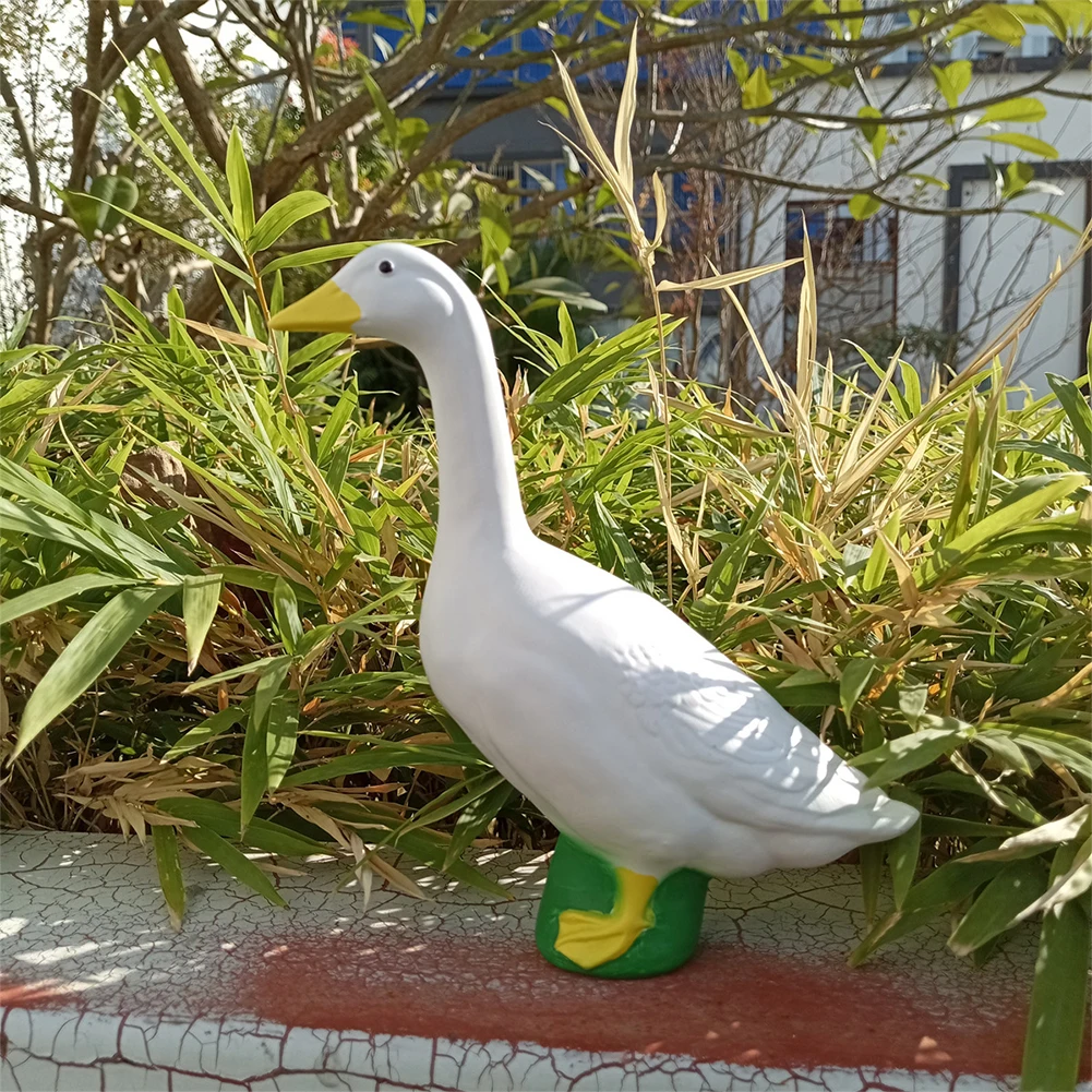 18cm Large White Goose Statue Resin Simulation Goose Yard Decoration Cute White Goose Sculpture for Home Garden Figurines Decor - Image 5