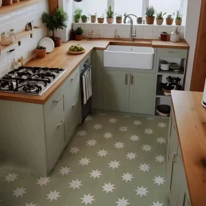 Peel and Stick Floor Tile for Bathroom, Vinyl Boho Sage Flooring, Waterproof, Self-Adhesive, Bohemian Home Decoration