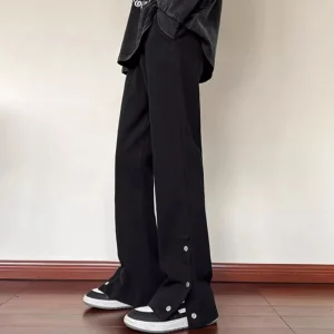 Women Korean Ins High Waist Black Jeans Hot Sale Girls Straight Leg Denim Trousers Female Baggy Casual Long Pants