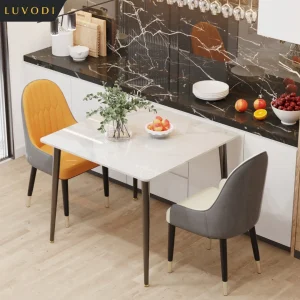 LUVODI Square Dining Table for 4 Restaurant Kitchen Cafe Shop Marble Dining Desk with Dining Chair Sets