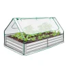 3 In 1 Galvanized Raised Garden Bed With Greenhouse Cover 6x3x1ft Metal Planter Box Kit With 2 Zippered Screen Windows