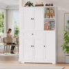 Getone Kitchen Cupboard, Tall Storage Cupboard with 5 Doors, 13 Shelves, 1 Drawer Kitchen Buffet Sideboard, Multifunctional Storage Cabinet for Kitchen, Living Room Bedroom, 104 x 40 x 173 cm, White/Black