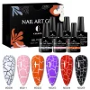 6pcs 8ml Crackle Gel Nail Polish Set Cracking Nail Gel Quick Dry Nail Art Varnishes Hybrid Semi Permanent Soak Off UV Gel Polish