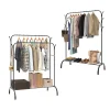 Metal Clothes Rail Coat Stand Clothes Rail for Bedroom Freestanding Garment Rack Hanger With 8 Side Hooks for Bedroom Office