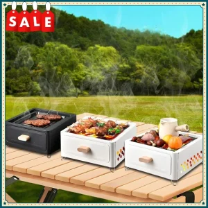 New Outdoor Portable Charcoal Grill, Square Tea Stove, Camping Home Patio BBQ, BBQ Accessories, Camping Equipment