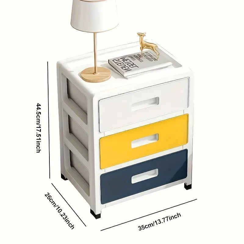 Modern Minimalist Style Bedside Table - a Portable Storage Rack That Saves Space, Equipped with 3 Drawers, Suitable for Bedrooms and Living Rooms. Simple Style, Suitable for Storing Clothes and Various Items in the Living Room. - Image 4