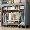Waterproof Double Rod Non - Woven Storage: Durable, Minimalist Fabric Wardrobe with Ample Space & High Practicality
