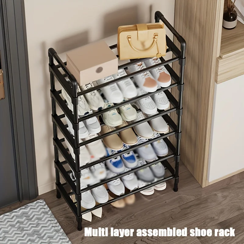 Multi-Tier Metal Shoe Rack Stackable Organizer Freestanding Black Space Saving Storage for Closet Bedroom Indoor Outdoor Use - Image 3