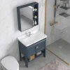 Floor Standing Bathroom Vanity Cabinet with Ceramic Sink Basin Mirror Cabinet Faucet Set Storage Cabinet Combo for Bathroom
