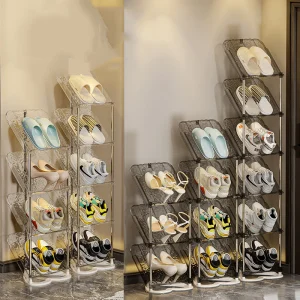 4-Layer, 5-Layer, 6-Layer Simple Shoe Rack Storage, Multi-Layer No-Installation Shoe Storage Rack for Home Entrance, Shoe Cabinet Storage with Slot Design