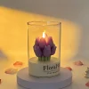 Romantic Tulip Scented Candle in Glass Cup | Aesthetic Flower Wax for Warm Atmosphere | Wedding Gift & Home Decor