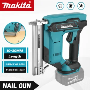 Makita Lithium ion Nail Gun: 18V, 6.0Ah battery, 100 nail capacity, wireless, perfect for DIY woodworking projects
