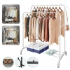 Double Rail Clothes Rack Standing Clothes Rail Shoes Rack Storage Shelf Wall Clothes Rack for Wardrobe Room Bedroom Living Room