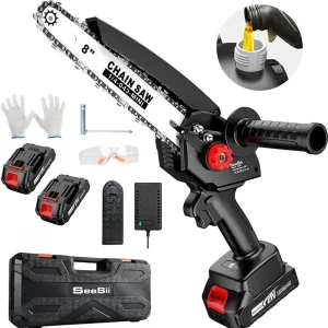 Seesii 8'' Brushless Electric Chainsaw Cordless Chain Saw Tree Branch Wood Cutting Gardening Tools for Makita 18V battery pin
