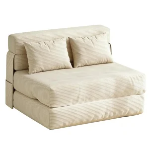 2-in-1 Convertible Folding Sofa Bed Pull-Out Loveseat to Bed Sleeper Chair with Pillow Portable Floor Lounger for Living Room