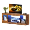 YITAHOME 65 Inch TV Stand Cabinet Unit - Modern Style Living Room Furniture with Open Adjustable Glass Storage Shelves