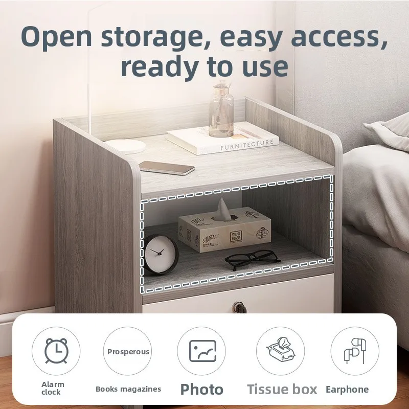 Bedside table Simple shelf Rental room Simple bedroom Storage Light luxury Premium storage cabinet Bedside cabinet - Image 4