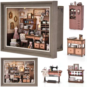 DIY Book Nook Bookshop Kit Photo Miniature Wooden Dollhouse with Light Bookshelf Insert 3D Puzzle Decor for Gift Owl Bookstore