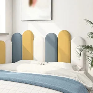 1pc Protective Wall Enclosure Anti-collision Soft Bag Wall Sticker Headboard Semi-circular Leather Soft Bag Headboards