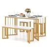 GOFLAME 4 Piece Dining Table Set Rectangular Kitchen Table with Bench & 2 Stools