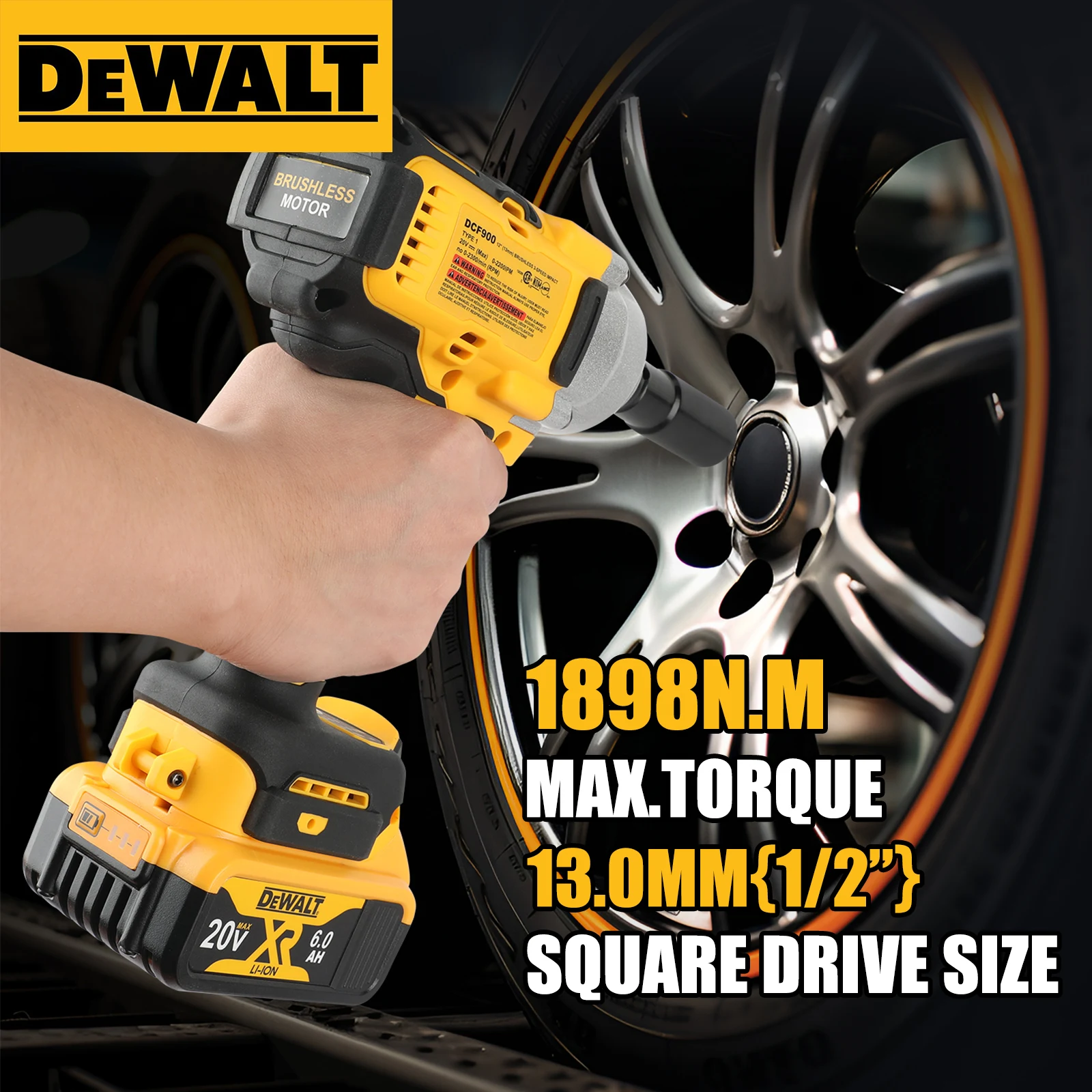 DeWALT Brushless Impact Wrench:20V Power,1898N.M Torque,Pressure-Driven Speed,Double Safety&Ergonomic Design for Heavy-Duty Jobs - Image 3