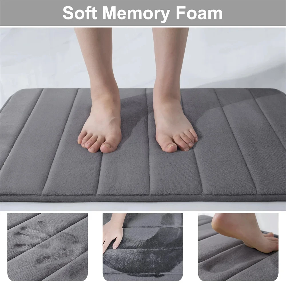 Homaxy Memory Foam Bath Mat Super Absorbent Bathroom Rug Shower Carpet Soft Coral Velvet Floor Rug Home Decoration Non-Slip Mats - Image 3