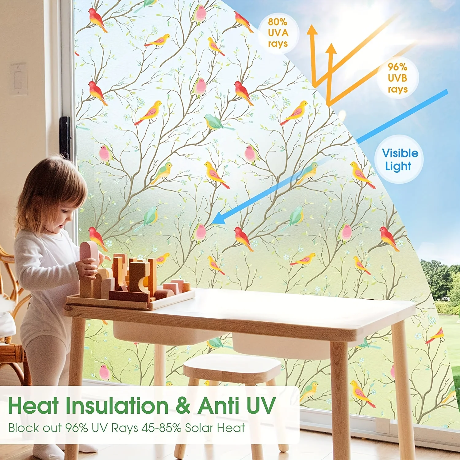 Stained Glass Window Privacy Film Non-Adhesive Static Cling Sun Blocking Window Film Heat Blocker Heat Control Decorative - Image 5