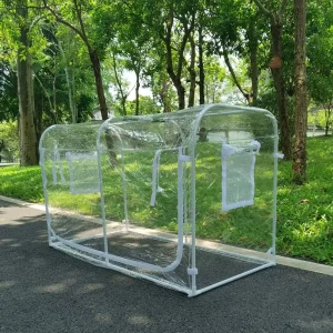 Outdoor Portable Medium-Small Greenhouse with Durable PE/PVC Cover, Roll-Up Zipper Door & Powder-Coated Steel Frame for Yards,