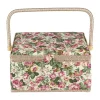Craft Box Storage Box Sewing Box Fabric Floral Printed Sewing Basket Craft Box Household Sundry Storage Organizer with Handle