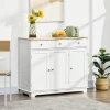 Sideboard with Rubber Wood Top,Modern Storage Cabinet,Kitchen Cupboard with 3 Doors,3 Drawers and 3 Adjustable Shelves