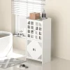 3 Tier Bathroom Floor Cabinet,Storage Cabinet with Door,Free Standing Shelf Unit,for Bathroom,Kitchen,Waterproof,White