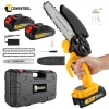 CONENTOOL 6 Inch 21V Cordless Chainsaw with 2 Batteries & 2 Chains, Lightweight One-Handed Design for Wood and Branch Pruning