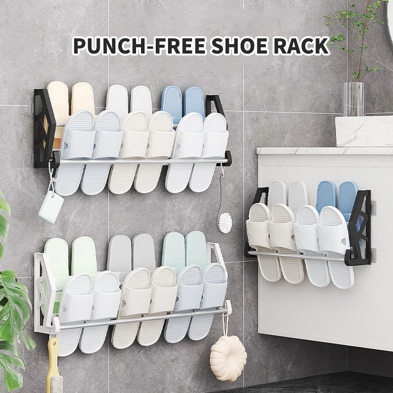 Multi Layer Assembly, Nail Free, Hole Free Door, Shoe Rack, Bathroom Slipper Rack, Simple Wall Mounted Storage Rack - Image 2