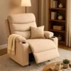 velvet recliner Chair,Lazy Chair, Single Seater Manual Recliner Sofa, Recliner for Living Room Bedroom & Home Office (Beige)