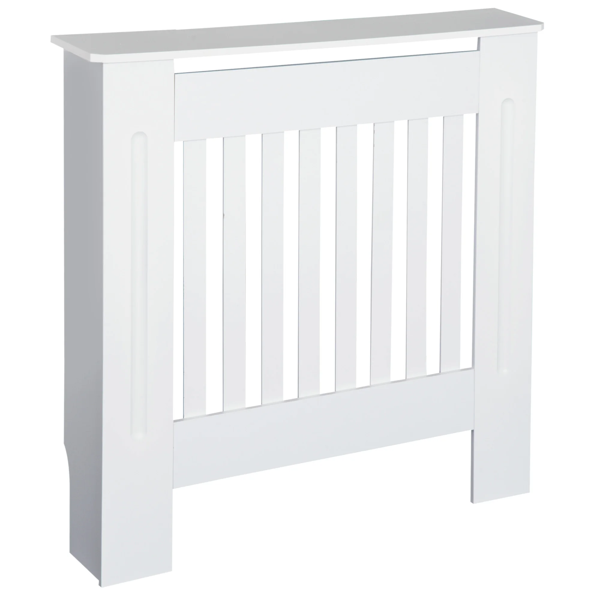 HOMCOM Radiator Cover Wooden Cabinet Vertical Slatted Vent MDF White Home - Image 2