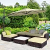 6 PC Rattan Sofa Coffee Table Set Sectional Wicker Weave Furniture for Garden Outdoor Conservatory w/ Pillow Cushion Brown