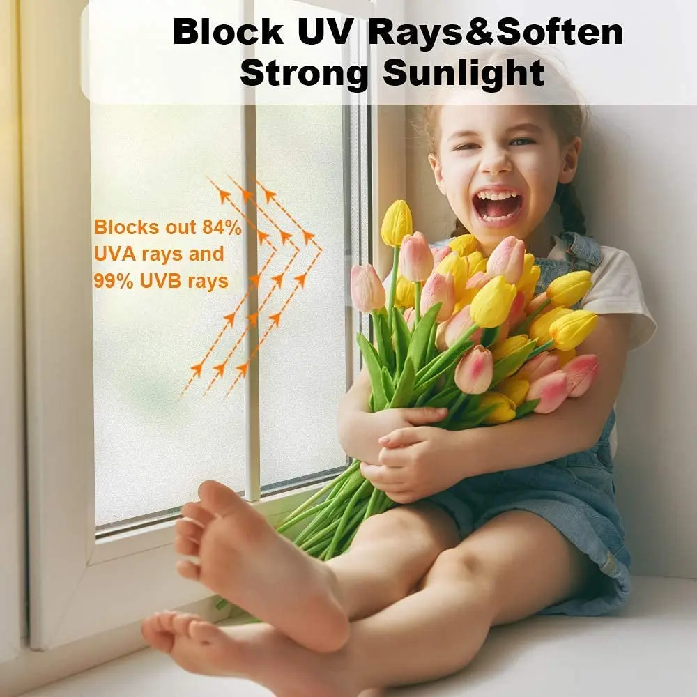 Matte Pure Window Privacy Film Frosted Glass Opaque Sun Blocking Covering Self-Adhesive Vinyl Decals for Bathroom Decoration - Image 2