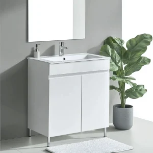 Modern 2 Doors Freestanding Mdf 30 Inch Bathroom Furniture 24 Inch White Bathroom Vanity Cabinet Set with Sink and Leg