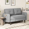 2 Seater Sofa, Fabric Comfy Sofa Couch Loveseat with Pocket Storage, Small Sofas for Living Room, Bedroom, Office, Apartment